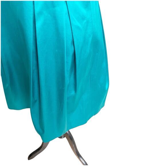 Karen Millen Satin Skater Dress Size 10 Fit & Flare Teal Blue Party Cocktail - Picture 9 of 10